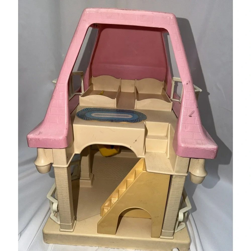 Vintage Little Tikes Dollhouse And Accessories Van People Kitchen Dog Lot